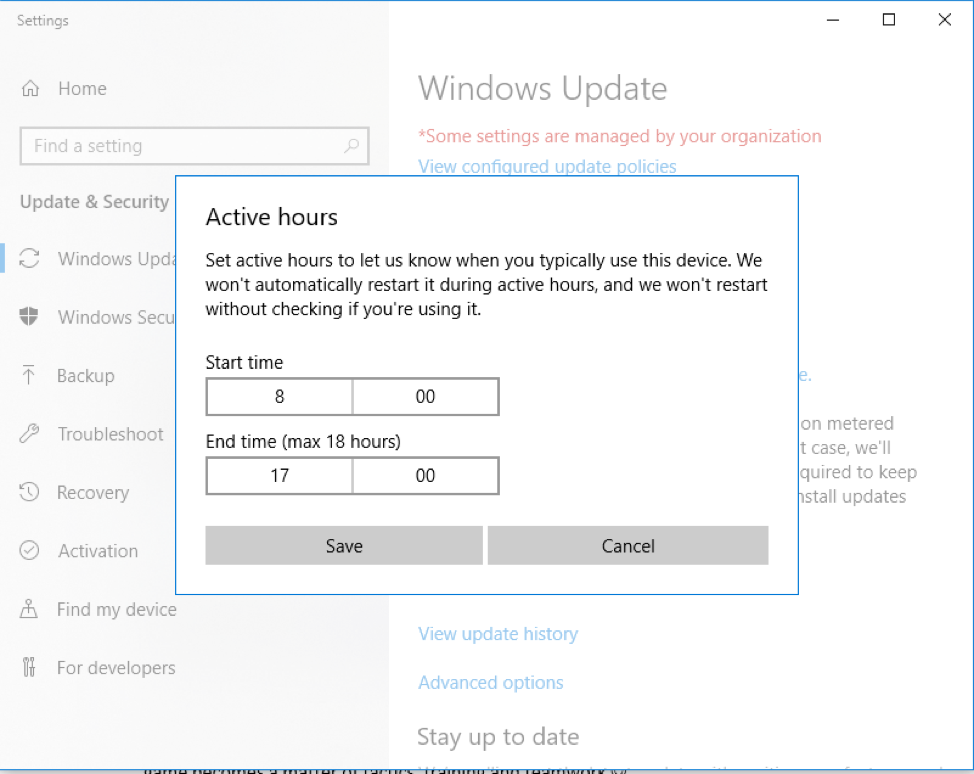  ساعاتی را نشان دهید که در طی آن نباید Windows Update اجرا شود تا در عملکرد بازی تاثیری نداشته باشد 