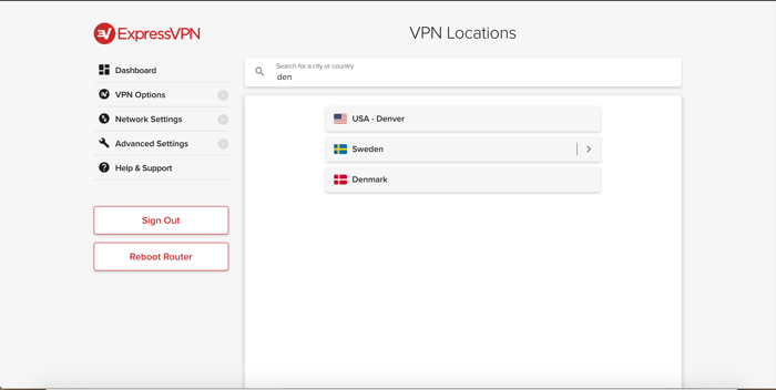  ExpressVPN Router App v2 - جستجوی مکان ها 