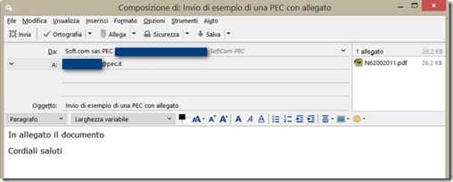 PEC con Allegato PEC با پیوست